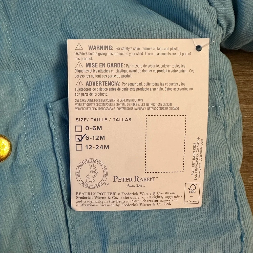 New with Tags PB Kids Peter Rabbit Baby Costume - Picture 4 of 5